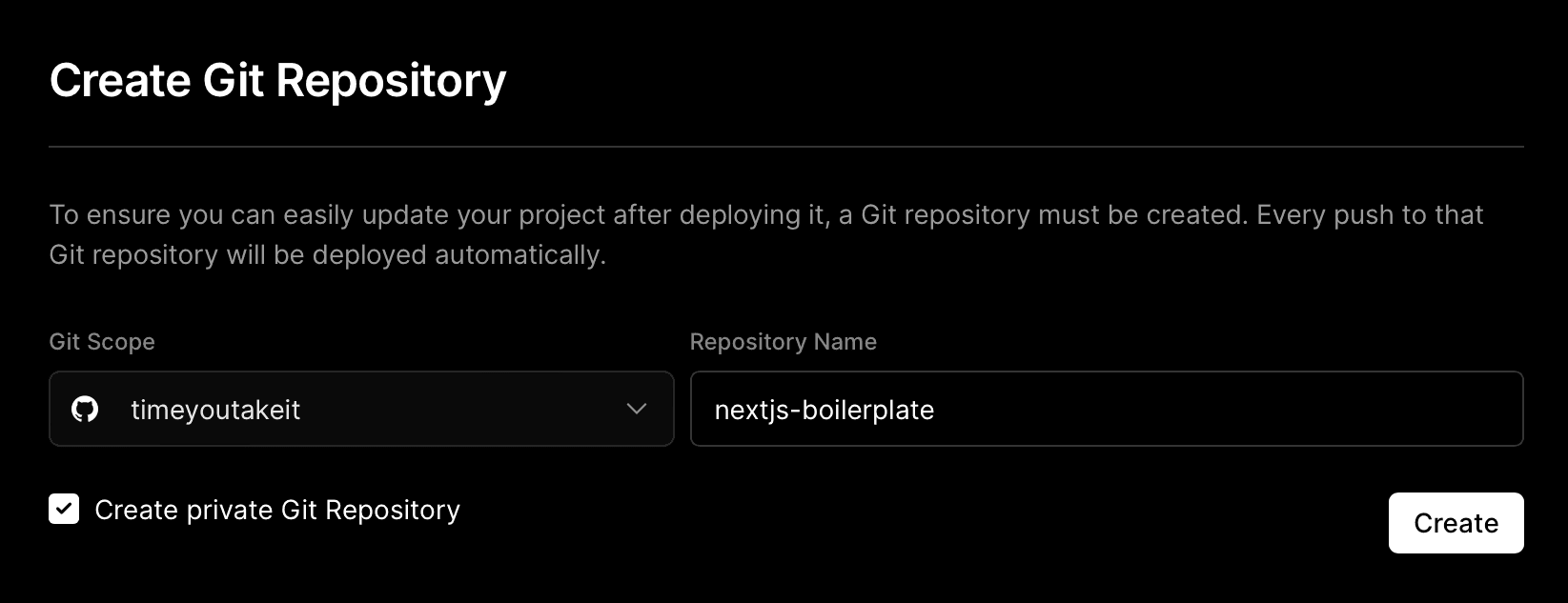 Connecting your Git provider and creating a new repository