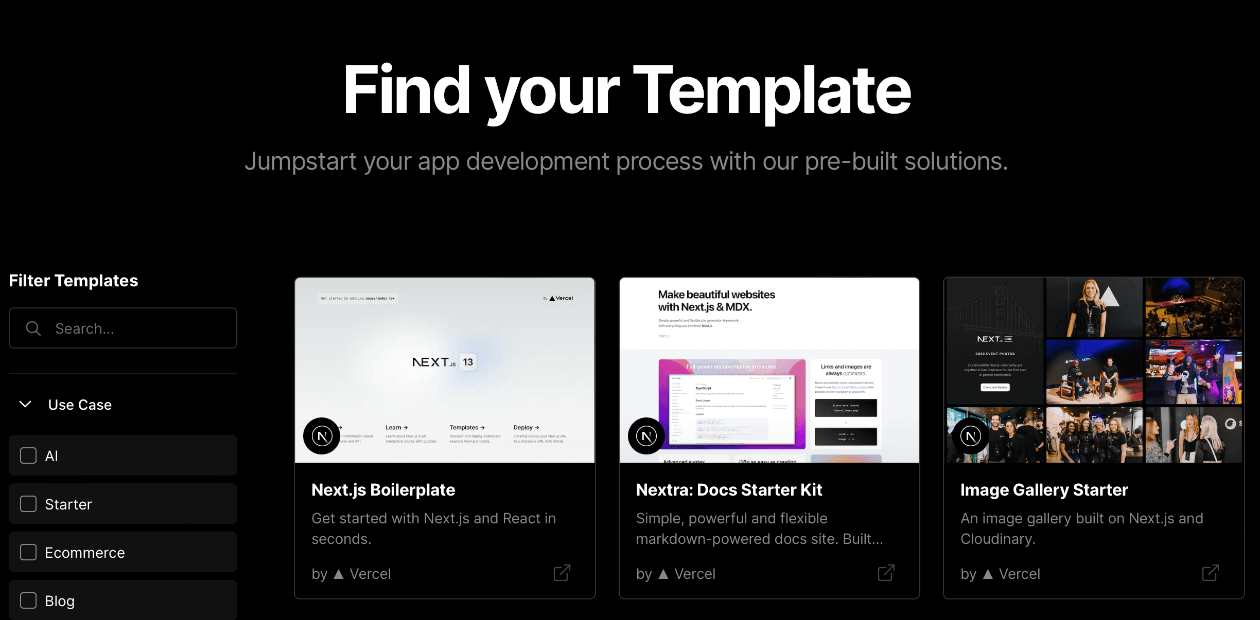 Viewing the templates marketplace