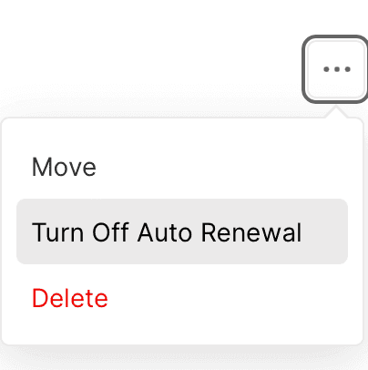 The menu item for toggling the auto renewal status of your Domain.