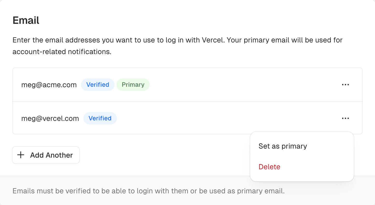 Setting your primary email address.