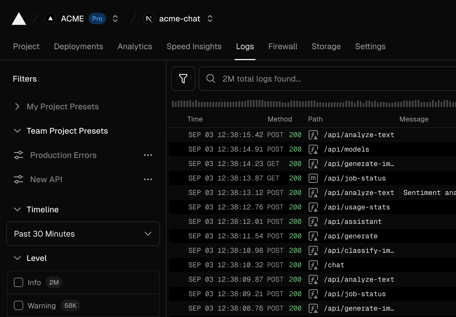 Layout to save log presets.